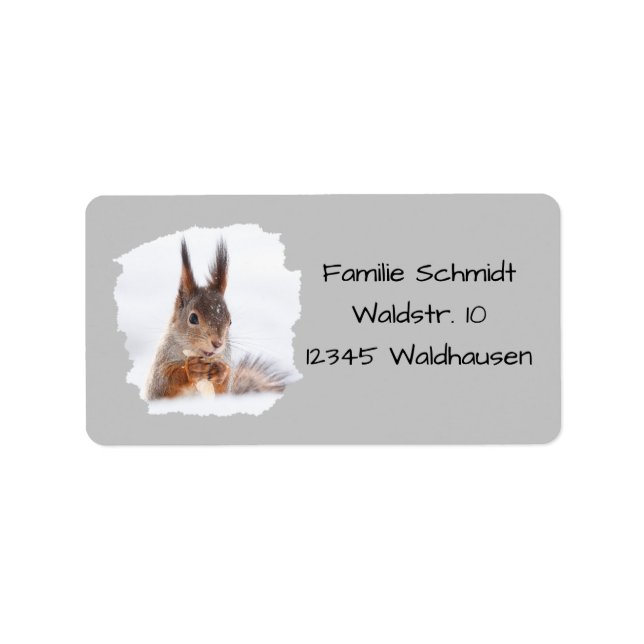 Squirrels in snow - gray | label (Front)