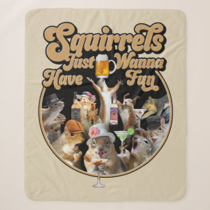 Squirrels Just Wanna Have Fun Sherpa Blanket