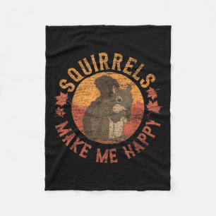 Squirrels Make Me Happy - Vintage Squirrel Fleece Blanket