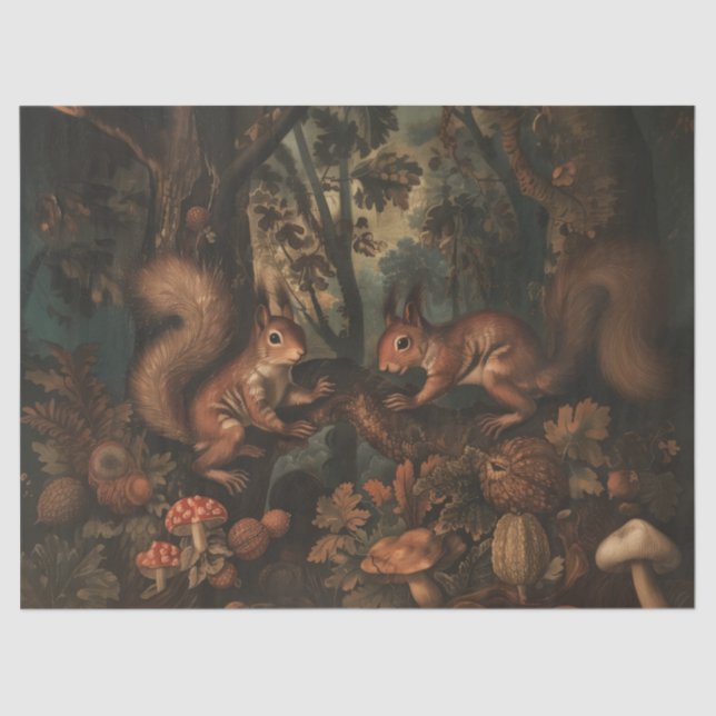 Squirrels - Oil Painting Style Tissue Paper (Front)