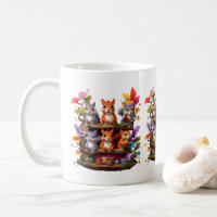 Squirrels On A Wooden Bookshelf