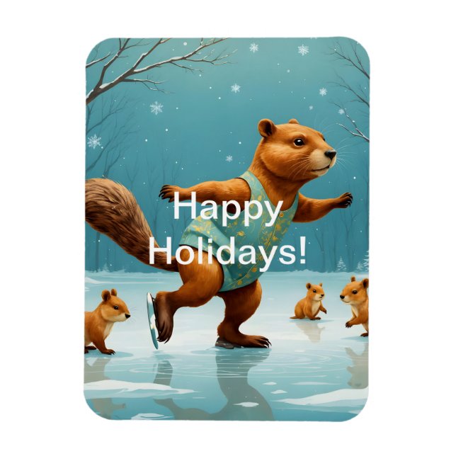 Squirrels on Ice Magnet (Vertical)