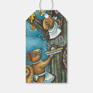 SQUIRRELS & OWL THANKSGIVING, HOMEMADE ACORN PIE GIFT TAGS