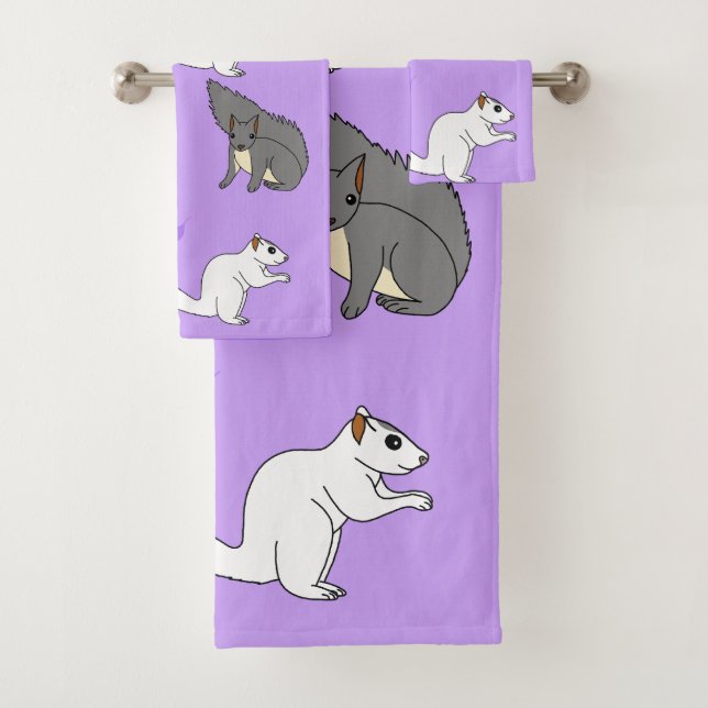 Squirrels Purple Bath Towel Set (Insitu)