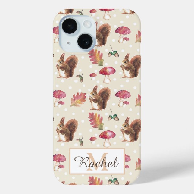 Squirrels & Toadstools Autumn Pattern Personalised Case-Mate iPhone Case (Back)