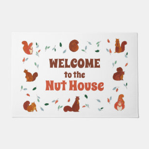 Squirrels Welcome to the Nut House Funny Cute Doormat
