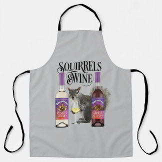 Squirrels & Wine - Funny Squirrel Lover and Wine D Apron