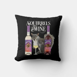 Squirrels & Wine - Funny Squirrel Lover and Wine D Cushion
