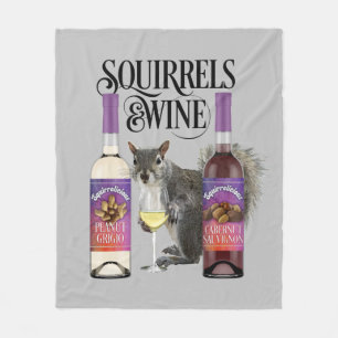 Squirrels & Wine - Funny Squirrel Lover and Wine D Fleece Blanket