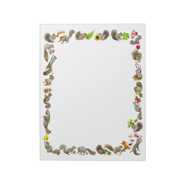 Squirrels with Flowers Notepad (Rotated)