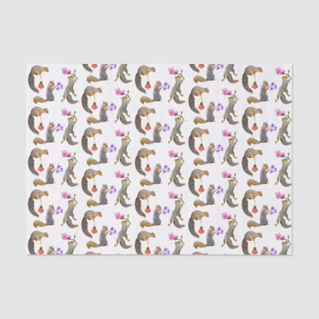 Squirrels with Flowers Tissue Paper (Front)