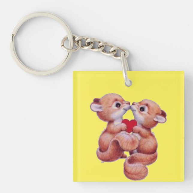 Squirrels With Heart Key Ring (Front)