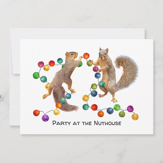 Squirrels with Lights Party Invitation (Front)