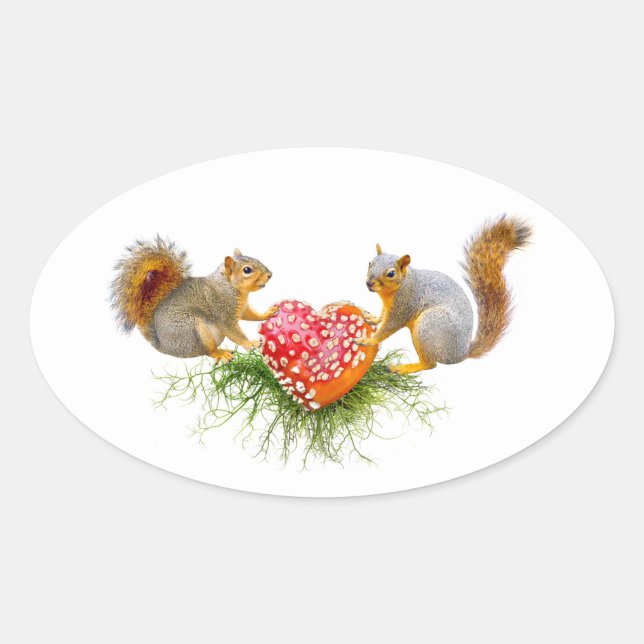 Squirrels with Mushroom Heart Stickers (Front)
