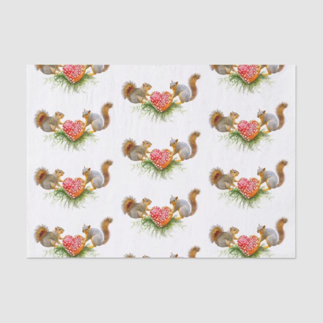 Squirrels with Mushroom Heart Tissue Paper (Front)