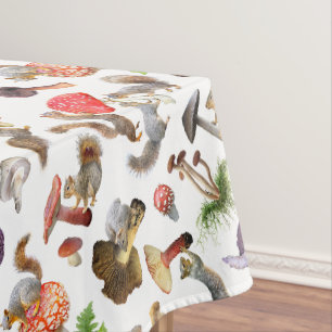 Squirrels with Mushrooms Tablecloth