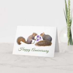 Squirrels with Violets Anniversary Card