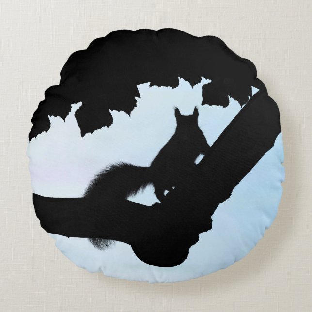 Squirrely Blues Round Cushion (Front)