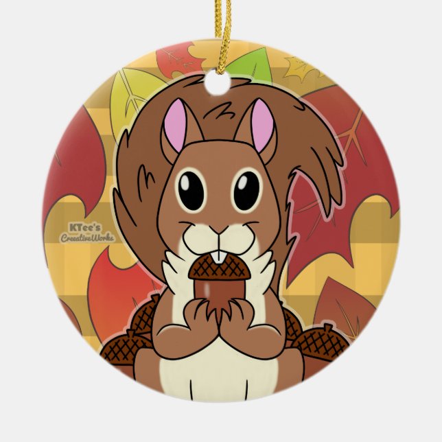 Squirrely Squirrel -  Ceramic Tree Decoration (Front)