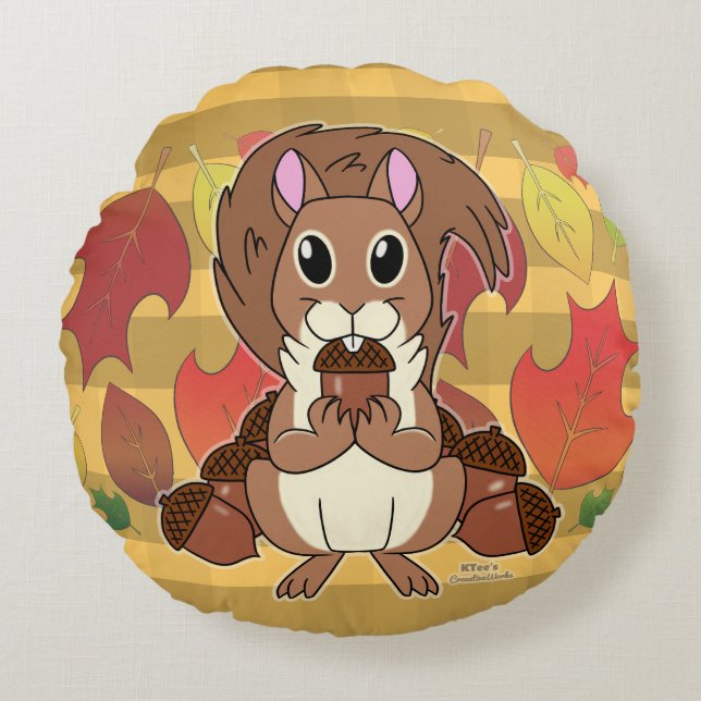 Squirrely Squirrel -  Round Cushion (Front)