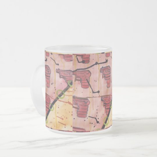Squirt gun fun in colour design frosted glass coffee mug