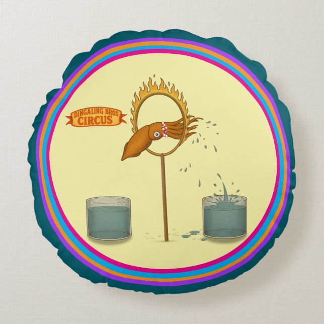 Squirty squid round cushion (Front)