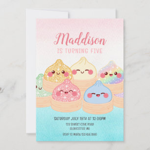Squish Girl Cute Dumpling Birthday party Invitation