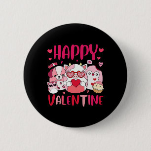 Squish Squad Happy Valentine Gifts Cute For Kids W 6 Cm Round Badge