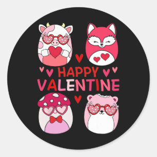 Squish Squad Happy Valentine Gifts For Kids Woman Classic Round Sticker
