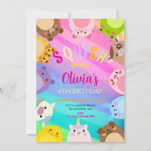  Squishmallow Girl Birthday party Invitation