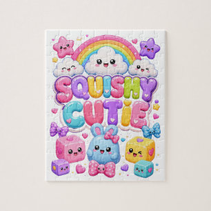Squishy Cutie Cute Kawaii Bunnies Rainbow Clouds Jigsaw Puzzle