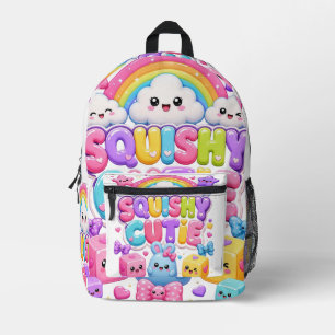 Squishy Cutie Cute Kawaii Bunnies Rainbow Clouds Printed Backpack
