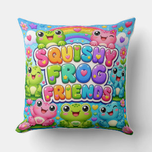 Squishy Frog Friends Cute Kawaii Frogs Rainbow Cushion