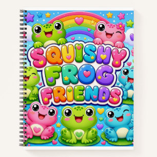 Squishy Frog Friends Cute Kawaii Frogs Rainbow Notebook