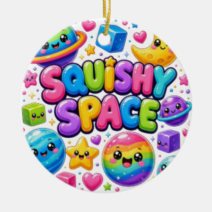 Squishy Space Colourful Kawaii Planets Stars Cosmi Ceramic Tree Decoration