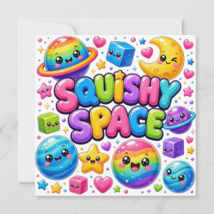 Squishy Space Colourful Kawaii Planets Stars Cosmi Invitation