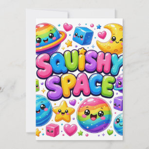 Squishy Space Colourful Kawaii Planets Stars Cosmi Invitation