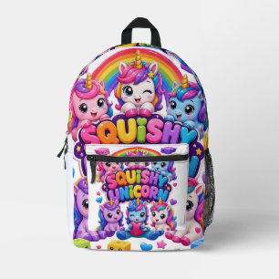 Squishy Unicorn Cute Kawaii Baby Unicorns Rainbow Printed Backpack