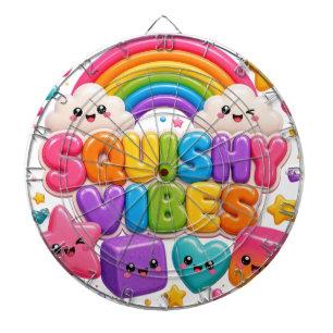 Squishy Vibes Cute Kawaii Rainbow Ombre Stars Dartboard