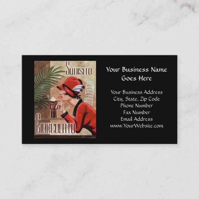 Squisito Cioccolato Italian Chocolate Woman in Red Business Card (Front)