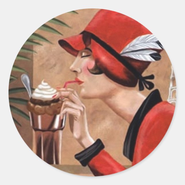 Squisito Cioccolato Italian Chocolate Woman in Red Classic Round Sticker (Front)