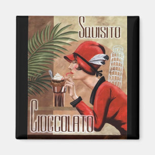 Squisito Cioccolato Italian Chocolate Woman in Red Magnet