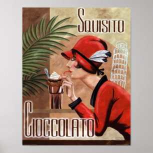 Squisito Cioccolato Italian Chocolate Woman in Red Poster