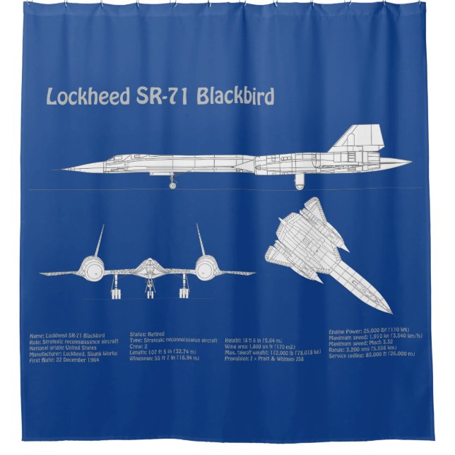 SR-71 Blackbird - Aeroplane Blueprint Plans ABD Shower Curtain (Front)