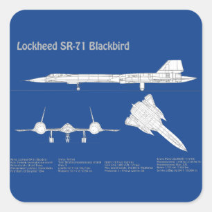 SR-71 Blackbird - Aeroplane Blueprint Plans ABD Square Sticker
