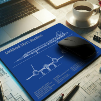 SR-71 Blackbird - Aeroplane Blueprint Plans AD Mouse Mat