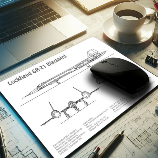 SR-71 Blackbird - Aeroplane Blueprint Plans BD Mouse Mat (Creator Uploaded)