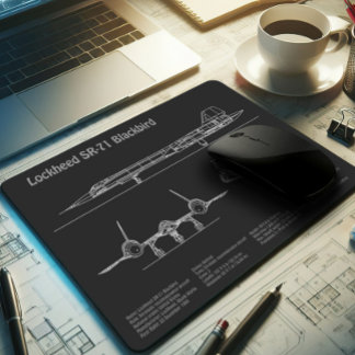 SR-71 Blackbird - Aeroplane Blueprint Plans PD Mouse Mat
