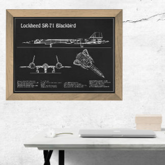 SR-71 Blackbird - Aeroplane Blueprint Plans PD Photo Print