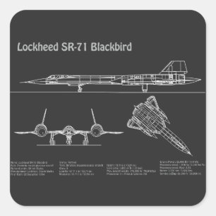 SR-71 Blackbird - Aeroplane Blueprint Plans PD Square Sticker